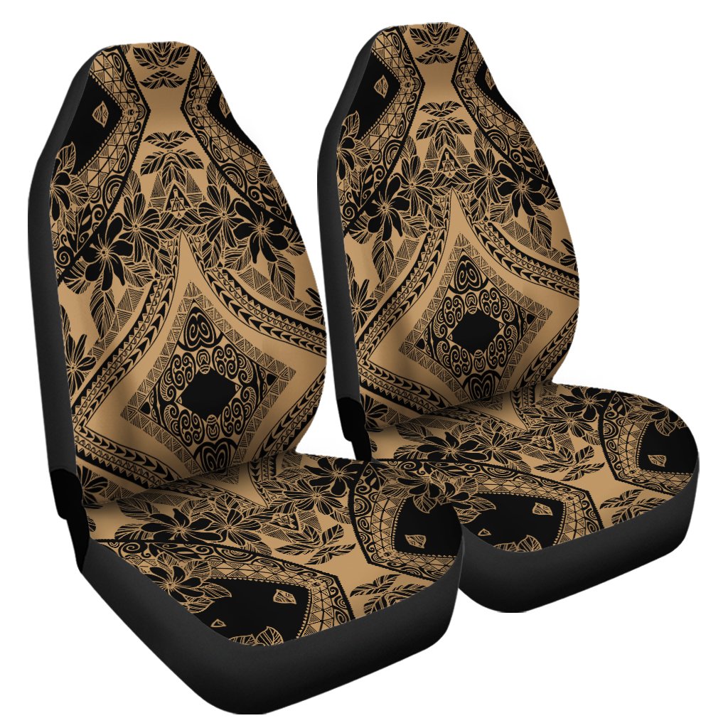 Polynesian Plumeria Mix Gold Black Car Seat Cover Universal Fit Gold - Polynesian Pride