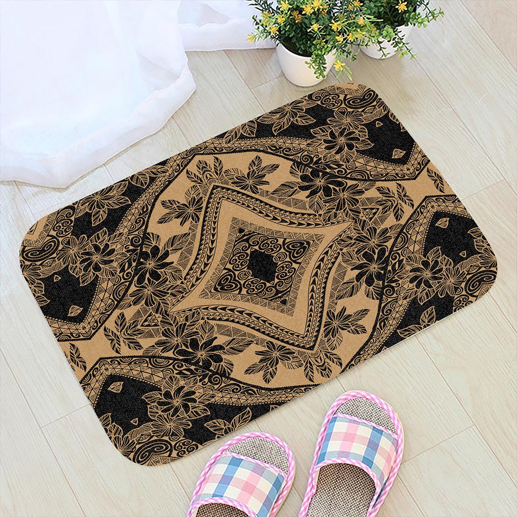 Polynesian Plumeria Mix Gold Black Hawaii Door Mat Door Mat Gold - Polynesian Pride