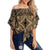 Polynesian Plumeria Mix Gold Black Hawaii Women's Off Shoulder Wrap Waist Top Gold Female - Polynesian Pride