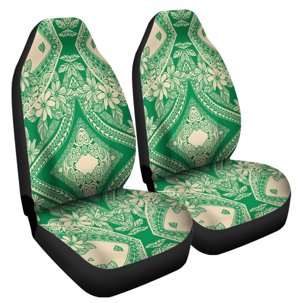 Polynesian Plumeria Mix Green Car Seat Cover Universal Fit Green - Polynesian Pride