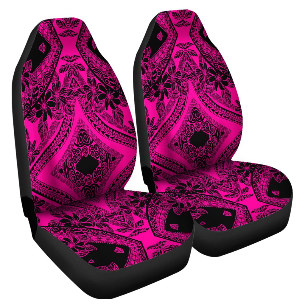 Polynesian Plumeria Mix Pink Black Car Seat Cover Universal Fit Pink - Polynesian Pride