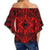 Polynesian Plumeria Mix Red Black Hawaii Women's Off Shoulder Wrap Waist Top - Polynesian Pride