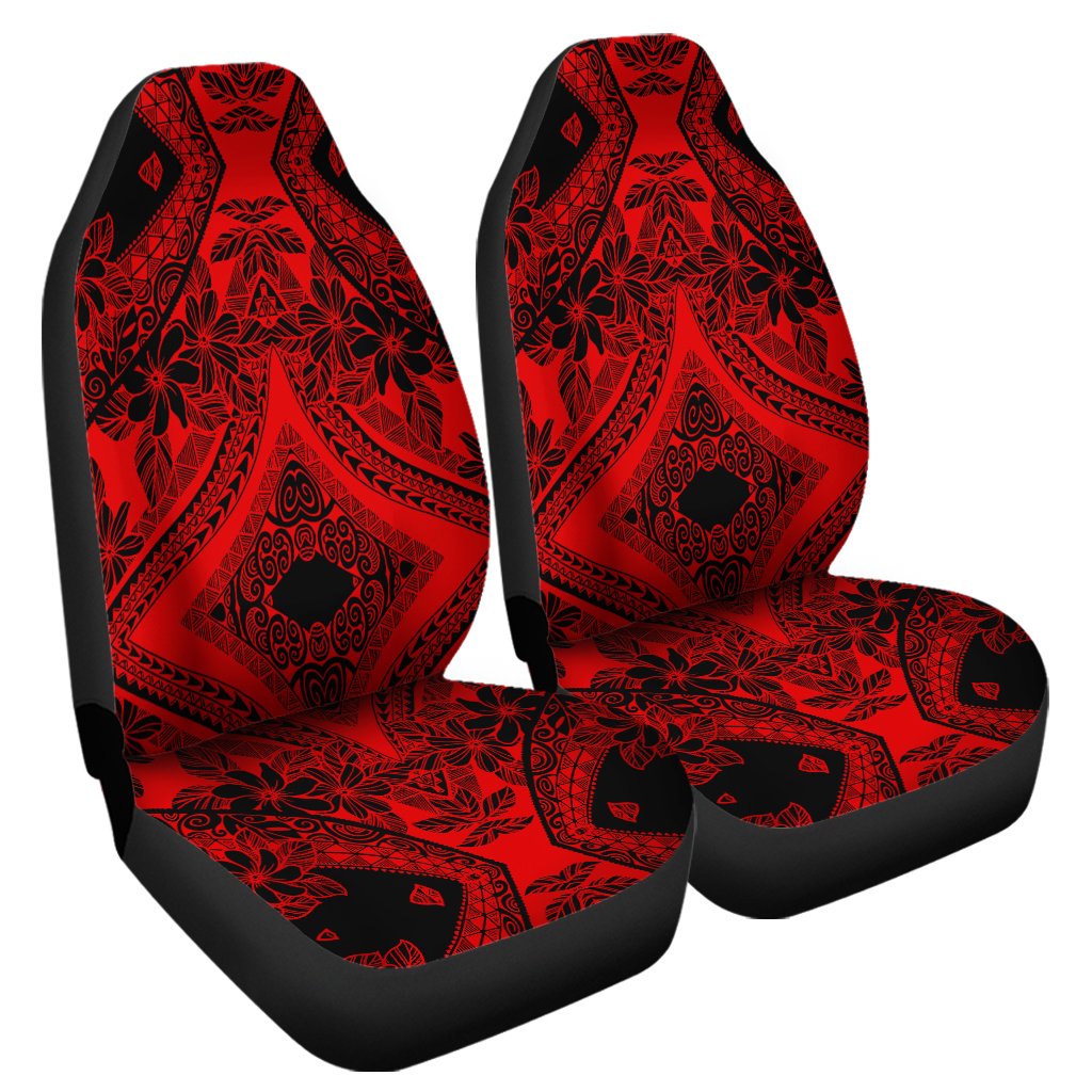 Polynesian Plumeria Mix Red Black Car Seat Cover Universal Fit Red - Polynesian Pride