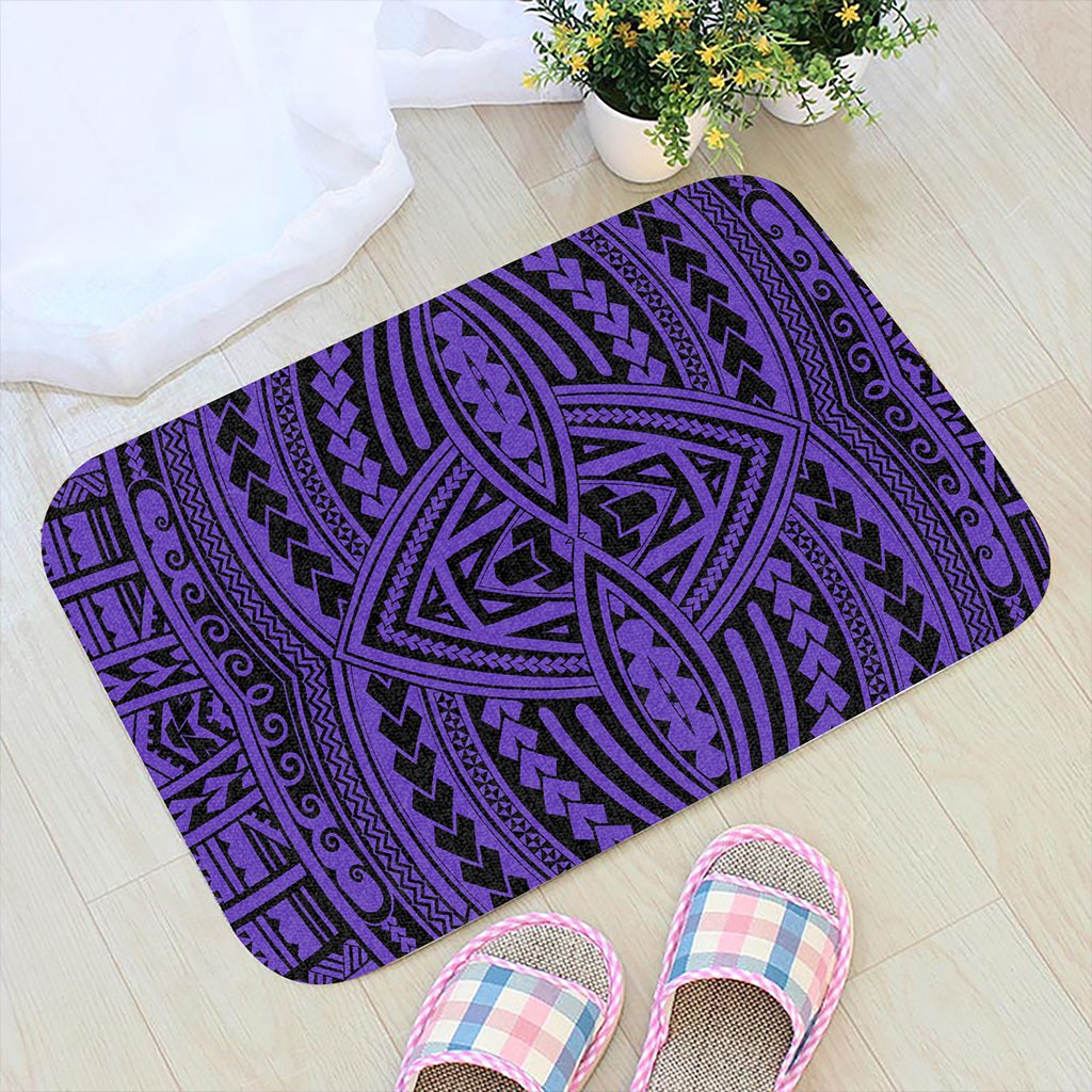 Polynesian Seamless Violet Hawaii Door Mat Door Mat Black - Polynesian Pride