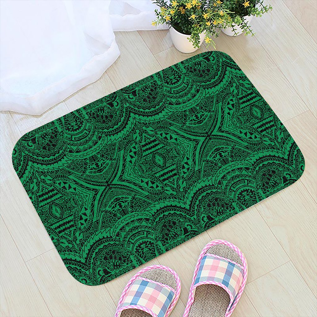 Polynesian Symmetry Green Hawaii Door Mat Door Mat Green - Polynesian Pride