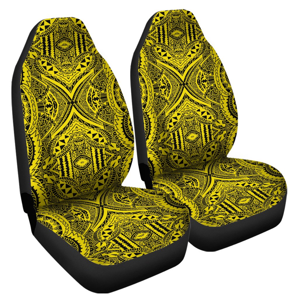 Polynesian Symmetry Yellow Car Seat Cover Universal Fit Yellow - Polynesian Pride