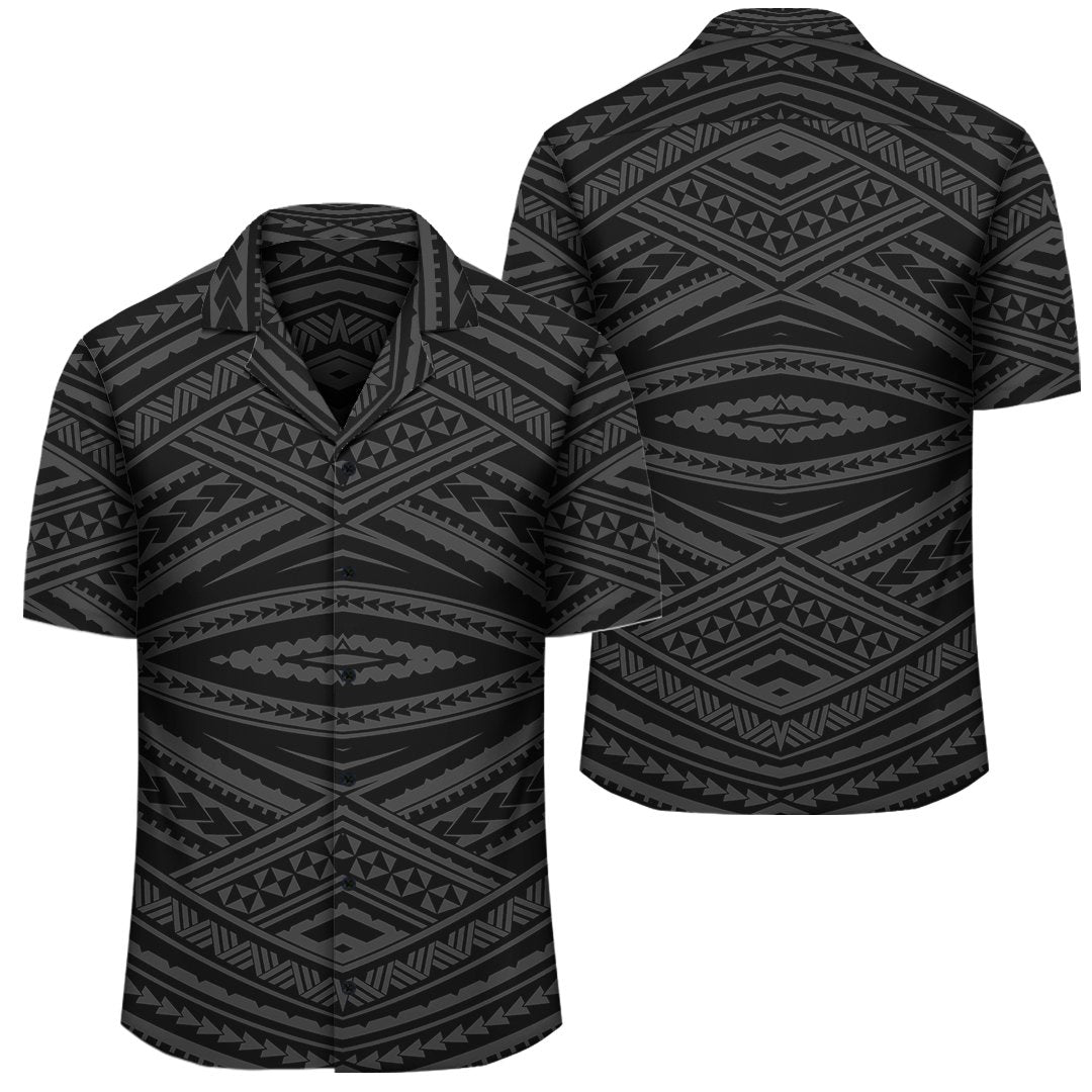 Polynesian Tatau Gray Hawaiian Shirt Unisex Black - Polynesian Pride