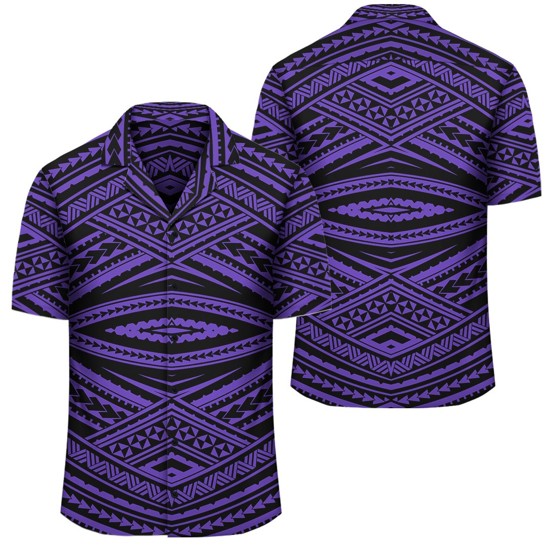 Polynesian Tatau Violet Hawaiian Shirt Unisex Black - Polynesian Pride