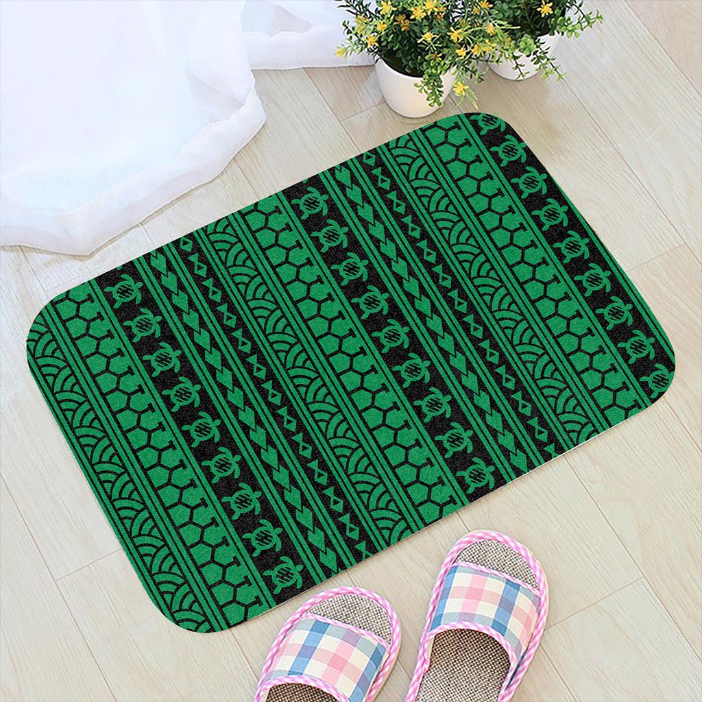 Polynesian Tattoo tribal Green Hawaii Door Mat Door Mat Green - Polynesian Pride