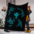 Polynesian Turtle Hammerhead Shark Ray Kanaka Hawaii Premium Blankets Circle Blue - AH - Polynesian Pride