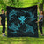 Polynesian Turtle Hammerhead Shark Ray Kanaka Hawaii Premium Quilts Circle Blue - AH Black - Polynesian Pride