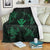 Polynesian Turtle Hammerhead Shark Ray Kanaka Hawaii Premium Blankets Circle Green - AH White - Polynesian Pride