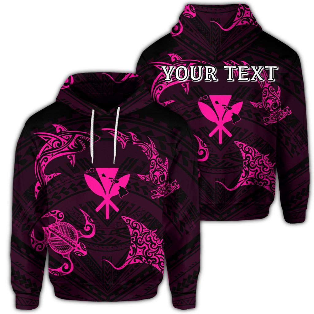 Custom Polynesian Turtle Hammerhead Shark Ray Kanaka Hawaii Hoodie Circle Pink Unisex Art - Polynesian Pride