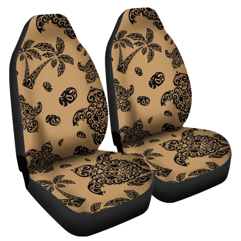 Polynesian Turtle Palm And Sea Pebbles Gold Car Seat Cover Universal Fit Gold - Polynesian Pride