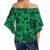 Polynesian Turtle Palm And Sea Pebbles Green Hawaii Women's Off Shoulder Wrap Waist Top - Polynesian Pride