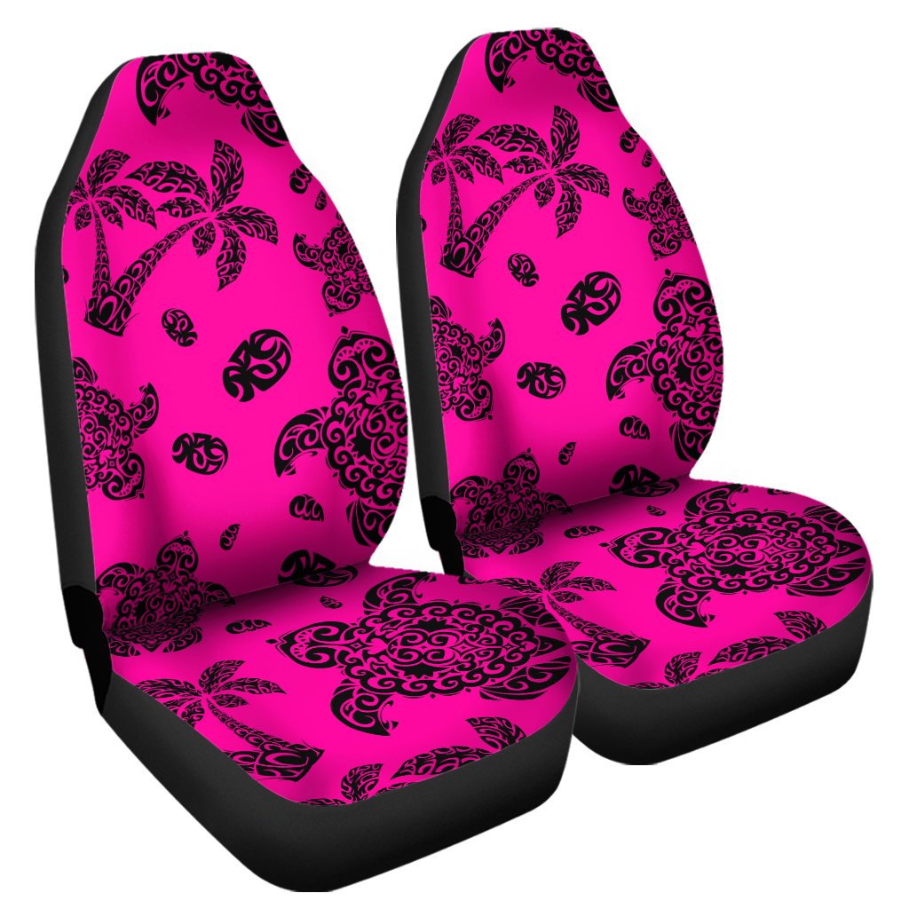 Polynesian Turtle Palm And Sea Pebbles Pink Car Seat Cover Universal Fit Pink - Polynesian Pride