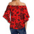 Polynesian Turtle Palm And Sea Pebbles Red Hawaii Women's Off Shoulder Wrap Waist Top - Polynesian Pride