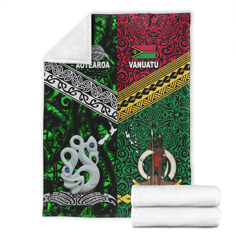 New Zealand And Vanuatu Premium Blanket Together - Green LT8 - Polynesian Pride