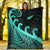 New Zealand Rugby Maori Premium Blanket Silver Fern Koru Vibes - Turquoise LT8 - Polynesian Pride