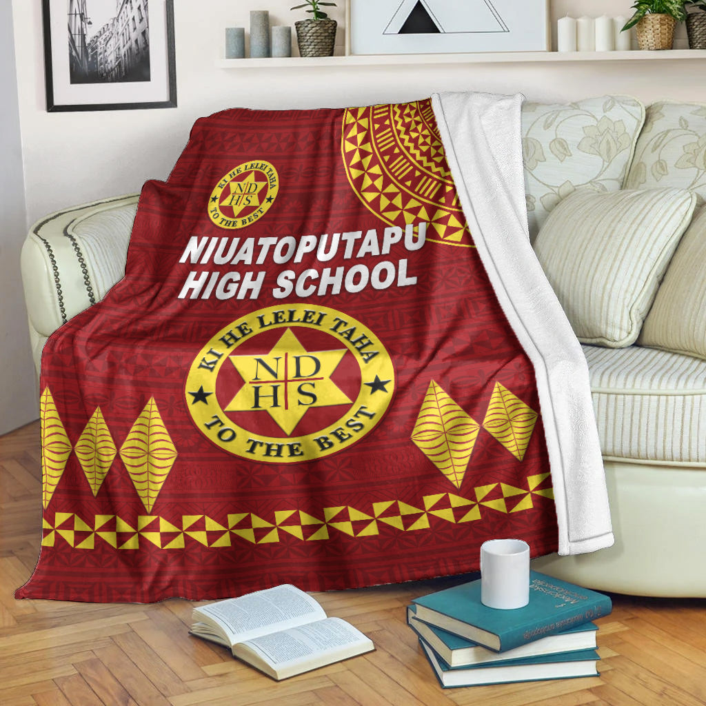 Tonga Niuatoputapu High School Premium Blanket Simple Style LT8 White - Polynesian Pride