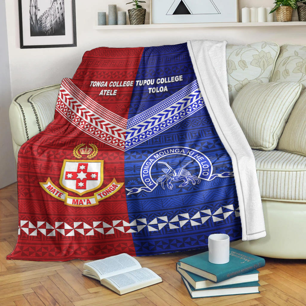 Kolisi Tonga College Atele And Tupou College Toloa Premium Blanket Together - Original LT8 White - Polynesian Pride