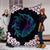 Hawaiian Shark Turtle Plumeria Premium Blanket - Black - Zelda Style - AH White - Polynesian Pride