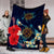 Hawaiian Turtle Hibiscus Polynesian Premium Blanket - Blue - Edna Style - AH White - Polynesian Pride