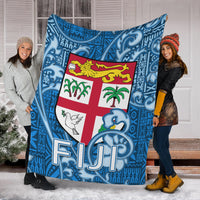 Fiji Premium Blanket Tapa Patterns Blue Style LT6 - Polynesian Pride