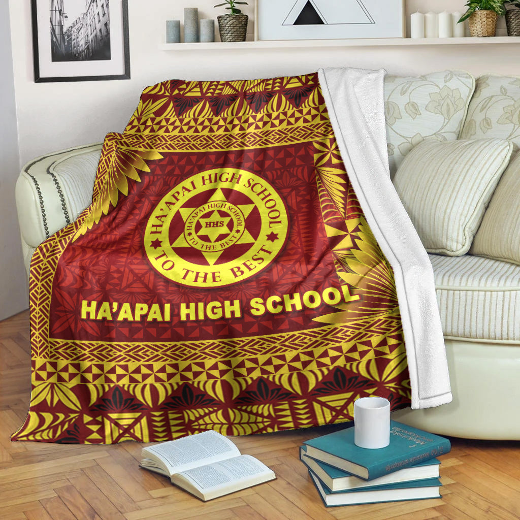 Tonga Ha'apai High School Premium Blanket Simplified Version LT8 White - Polynesian Pride