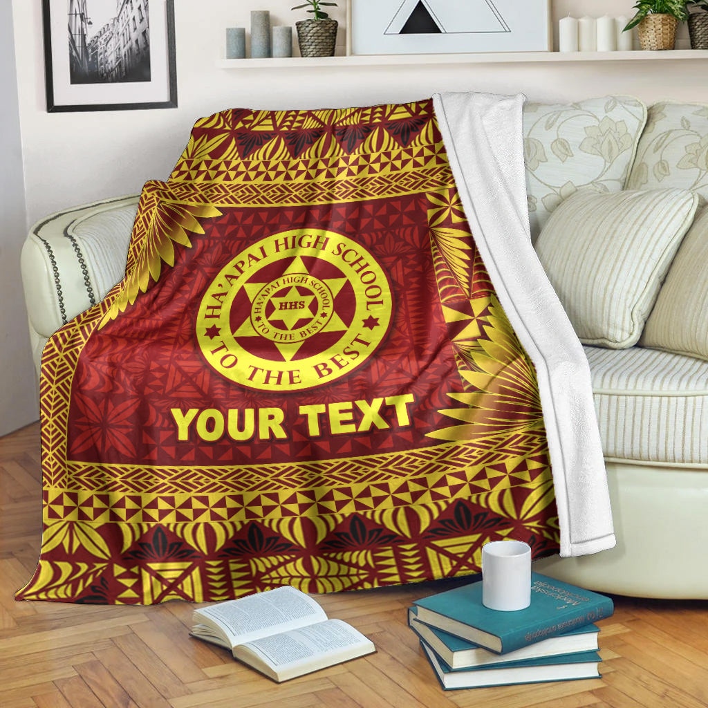 (Custom Personalised) Tonga Ha'apai High School Premium Blanket Simplified Version LT8 White - Polynesian Pride