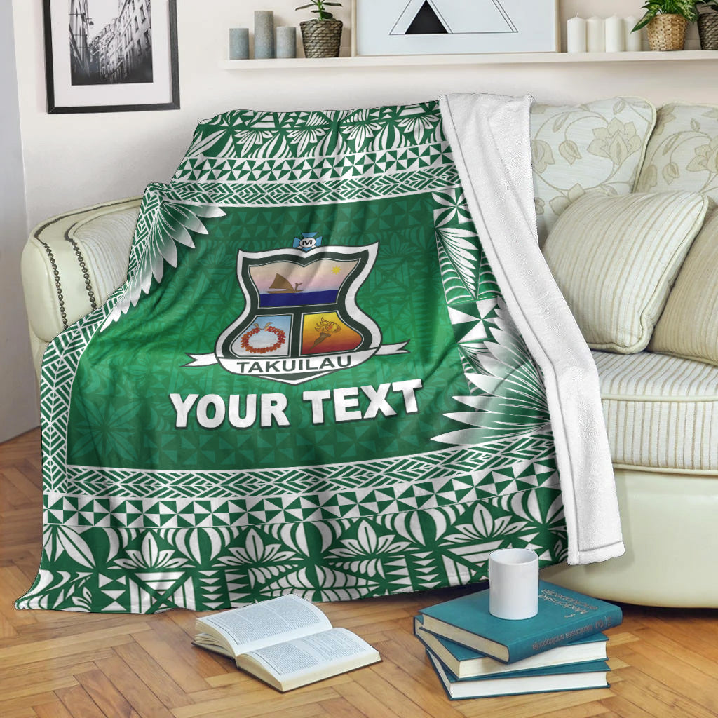 (Custom Personalised) Tonga Takuilau College Premium Blanket Simplified Version LT8 White - Polynesian Pride