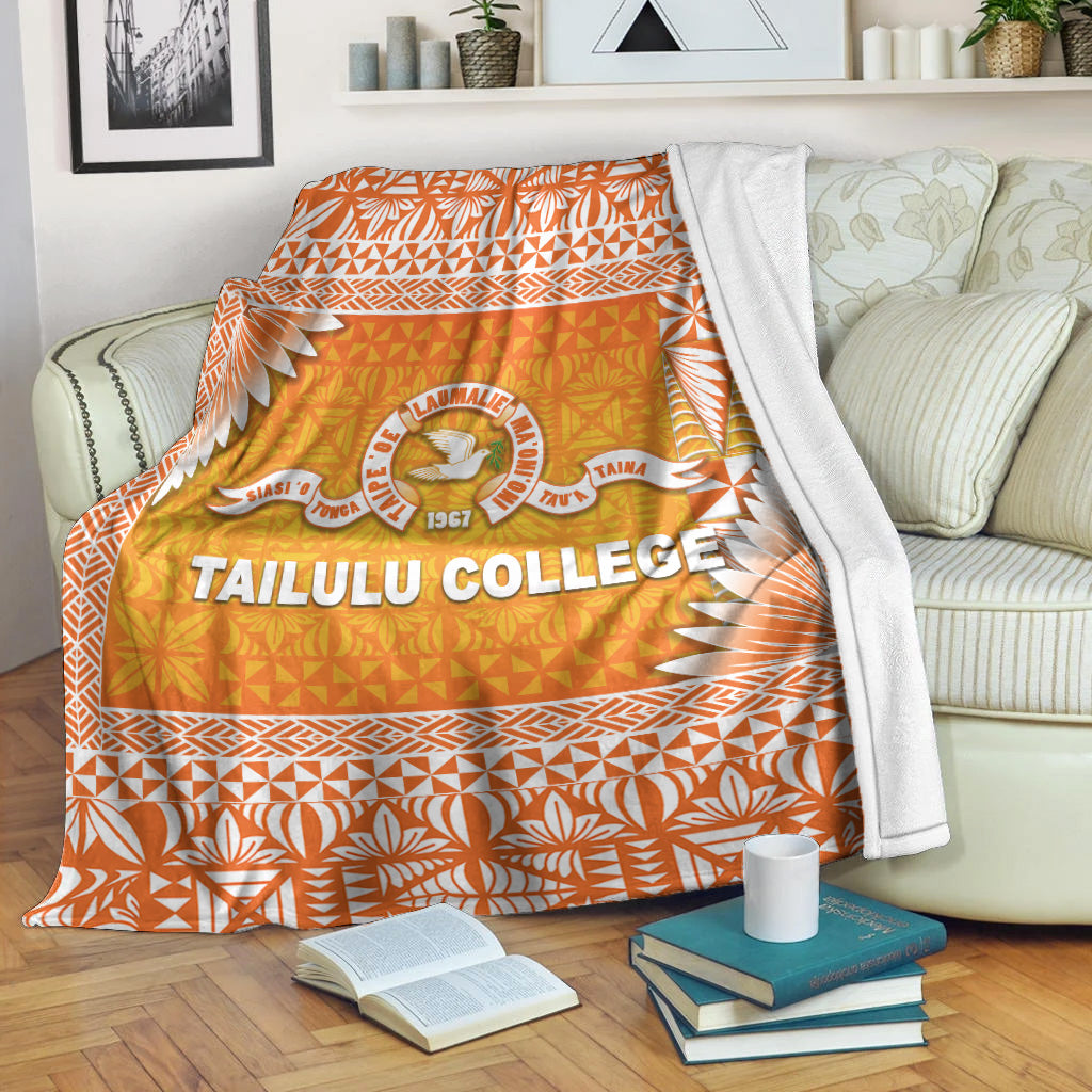 Tonga Tailulu College Premium Blanket Simplified Version LT8 White - Polynesian Pride