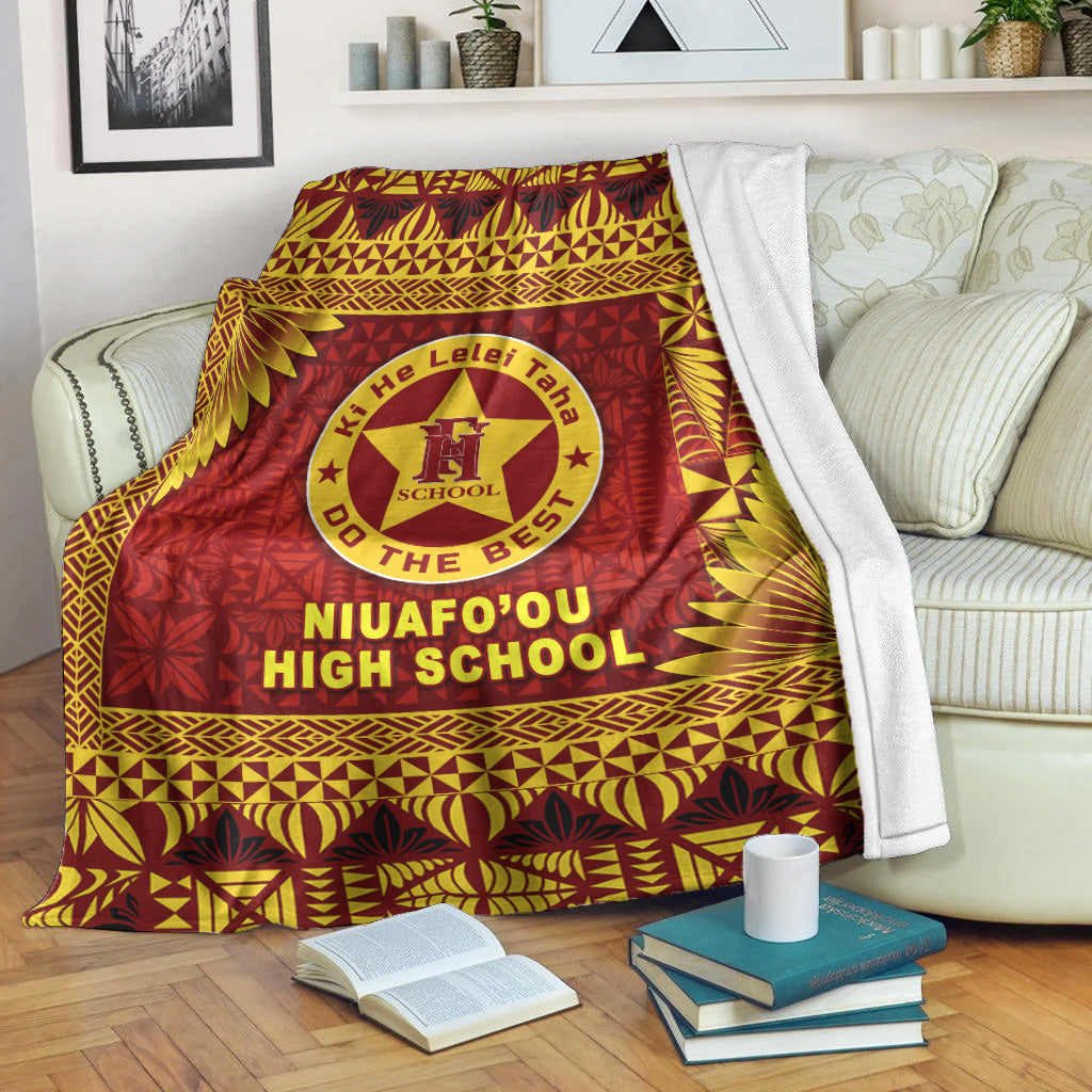 Tonga Niuafo'ou High School Premium Blanket Simplified Version LT8 White - Polynesian Pride