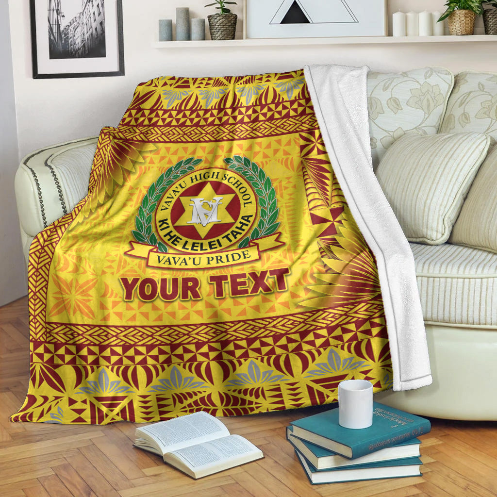 (Custom Personalised) Tonga Vava'u High School Premium Blanket Simplified Version - Gold LT8 White - Polynesian Pride