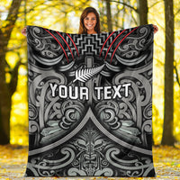 (Custom Personalised) New Zealand Silver Fern Rugby Premium Blanket All Black NZ Maori Pattern LT13 - Polynesian Pride