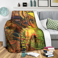 (Custom Personalised) Hei Tiki Maori Premium Blanket Fern Aotearoa Ta Moko Sun LT13 - Polynesian Pride