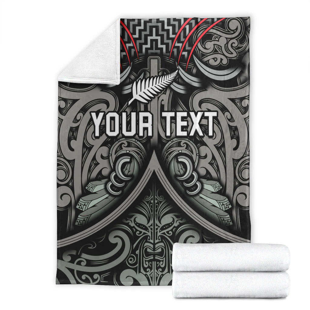 (Custom Personalised) New Zealand Silver Fern Rugby Premium Blanket All Black NZ Maori Pattern LT13 - Polynesian Pride