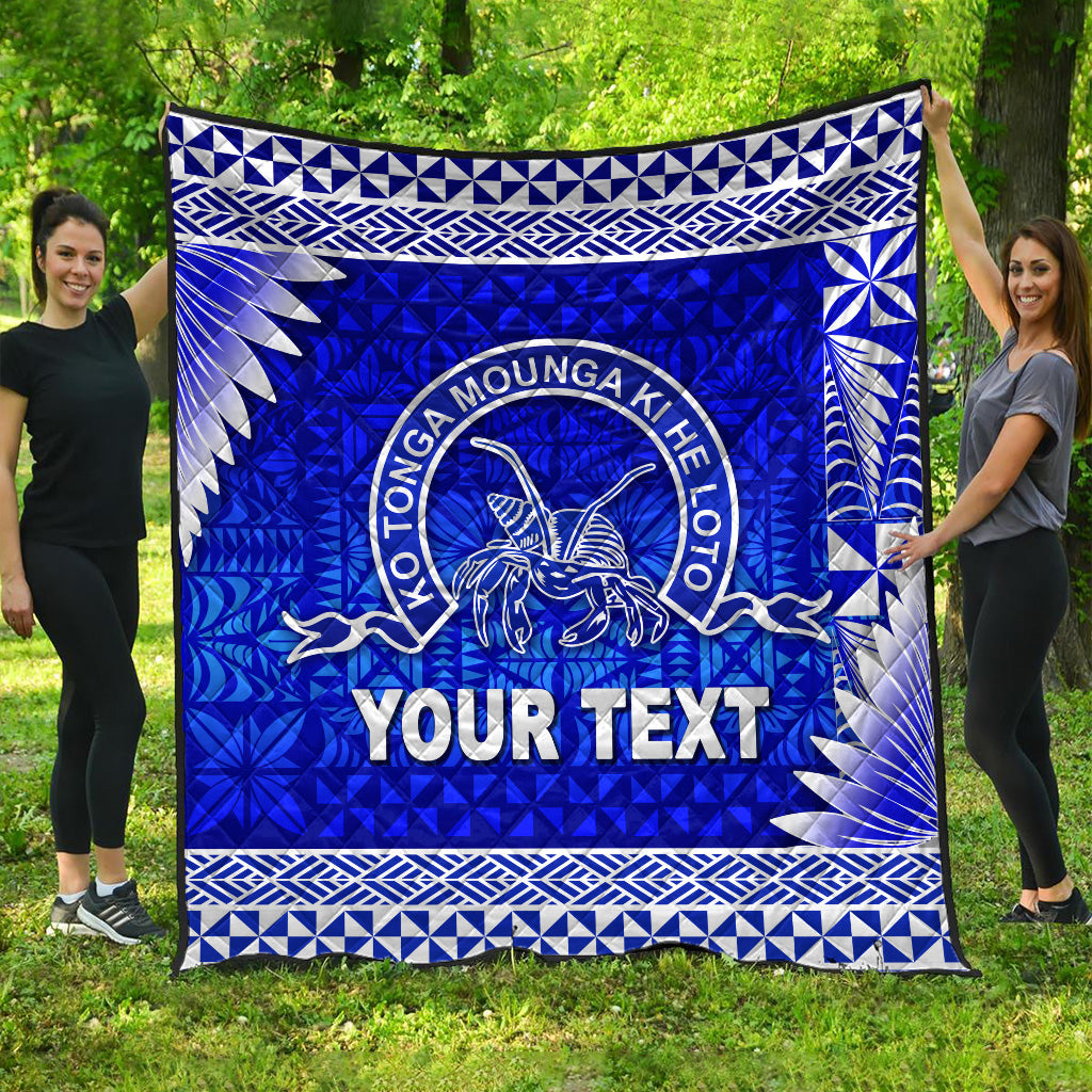 (Custom Personalised) Tonga Queen Salote College Premium Quilt Simplified Version LT8 Blue - Polynesian Pride