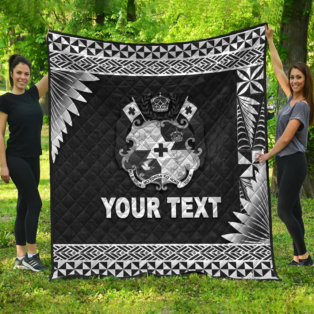 (Custom Personalised) Tonga Coat Of Arms Premium Quilt Simplified Version - Black LT8 Black - Polynesian Pride