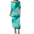 Polynesian Floral Tribal Puletasi Dress - Turquoise LT9 Long Dress Turquoise - Polynesian Pride