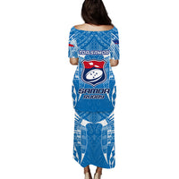 Samoa Rugby Toa Samoa Blue Style Puletasi Dress - LT2 - Polynesian Pride