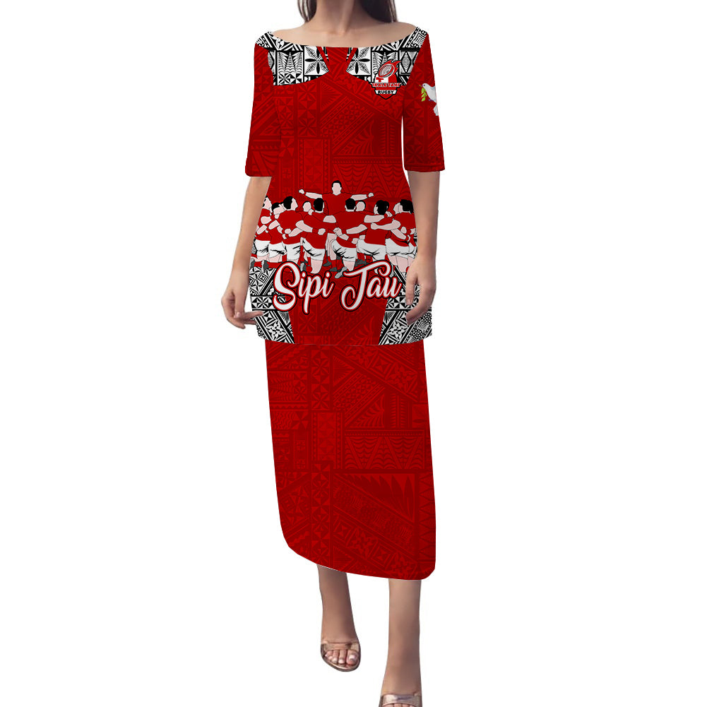 Tonga Rugby Ikale Tahi Sipi Tau Puletasi Dress - LT2 Long Dress RED - Polynesian Pride