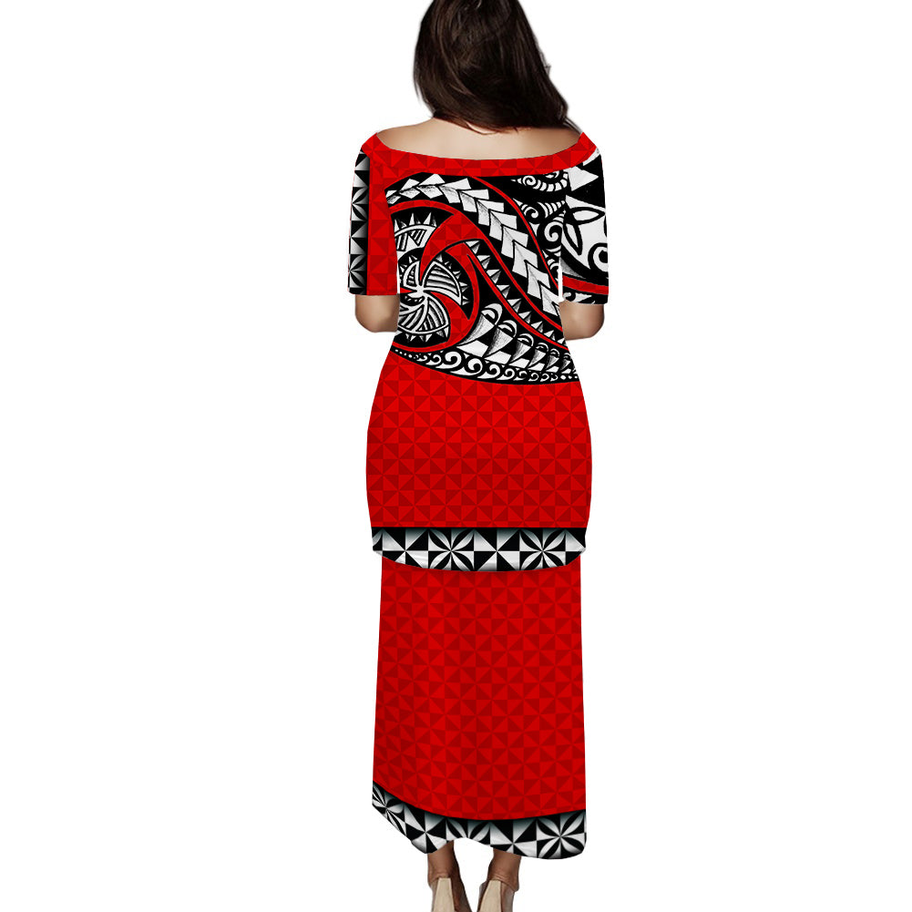 Tonga Puletasi Dress Polynesian Tattoo LT6 - Polynesian Pride
