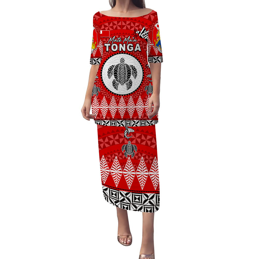 Mate Ma'a Tonga Ngatu Fonu Rugby Puletasi Dress LT6 Women Red - Polynesian Pride