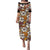 Polynesian Puletasi Dress Tropical Hibiscus Flower With Tapa Pattern Ver.01 LT14 Orange - Polynesian Pride