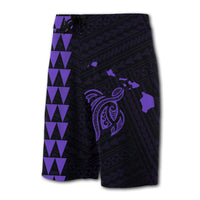 Hawaii Kakau Polynesian Turtle Map – Board Shorts – Purple - Polynesian Pride