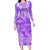 Polynesian Long Sleeves Bodycon Dress Tapa Plumeria Style - Purple LT7 Polyester/spandex Purple - Polynesian Pride