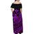 Hawaii Humpback Whale With Hibiscus Tribal Off Shoulder Dress Purple - LT12 - Polynesian Pride