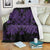 Hawaiian Quilt Maui Plant And Hibiscus Premium Blanket - Purple Black - AH White - Polynesian Pride