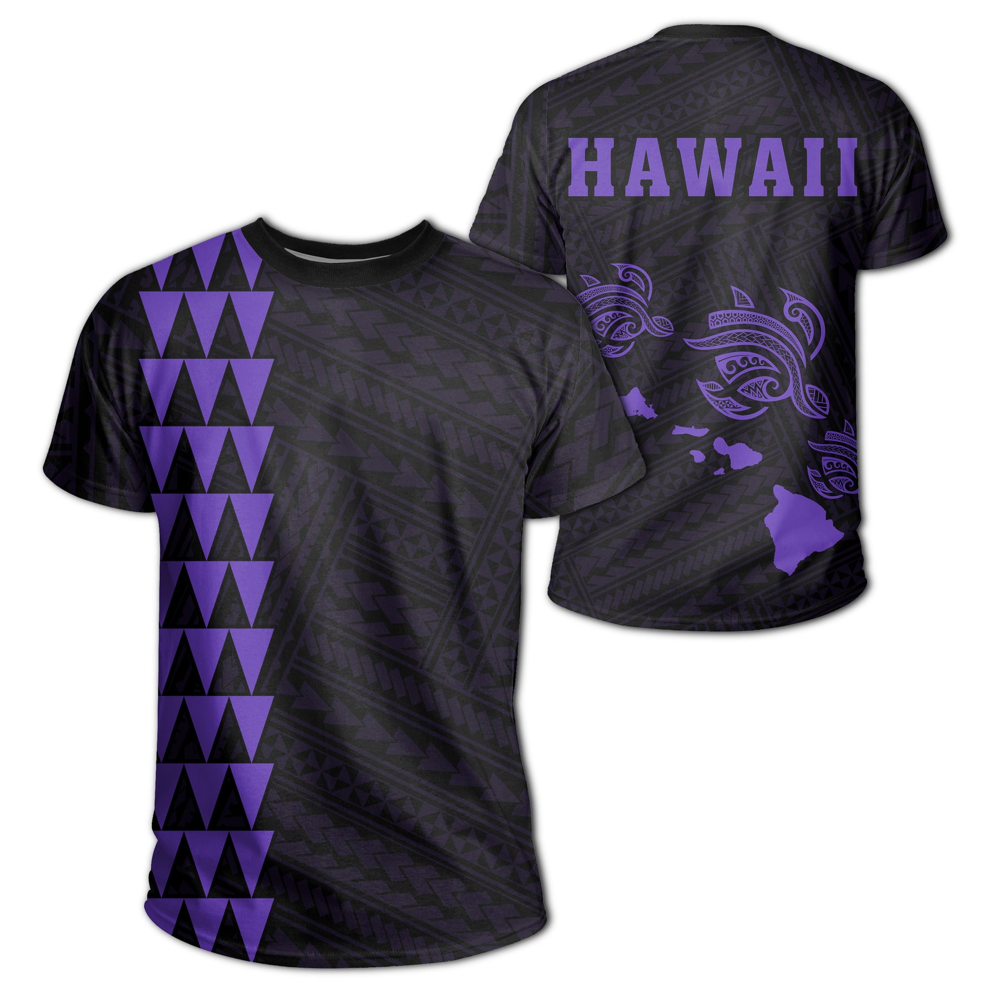 Hawaii Kakau Three Turtles T Shirt Purple Unisex Purple - Polynesian Pride